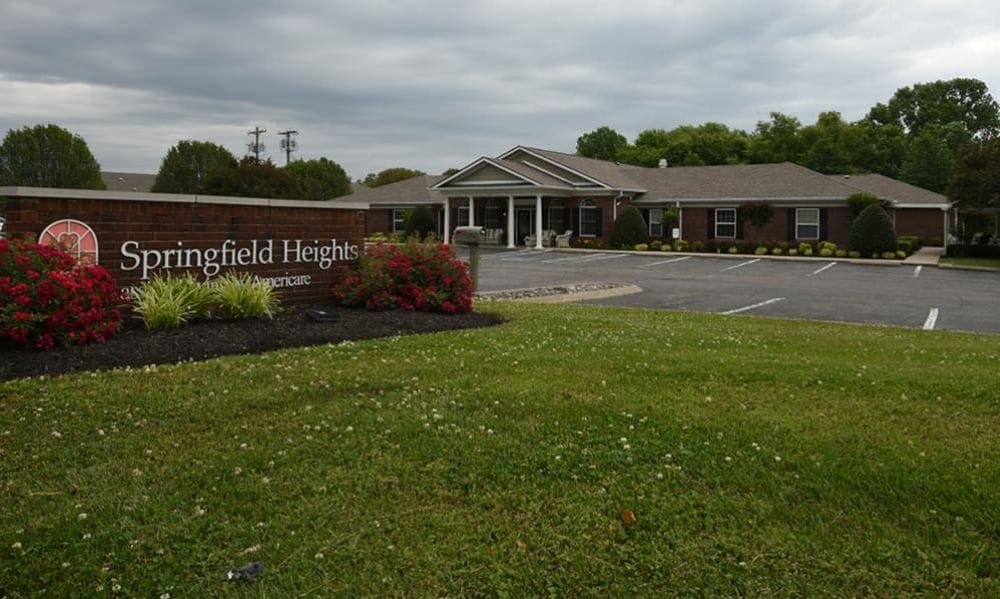 Exterior view of Springfield Heights facility with landscaping