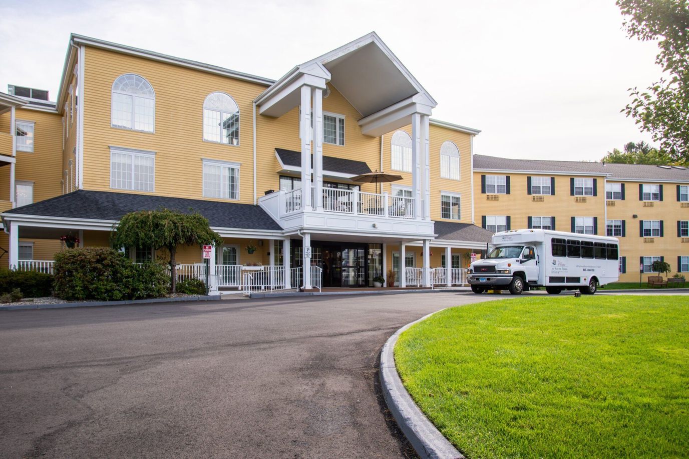 Exterior view of the facility with transport van