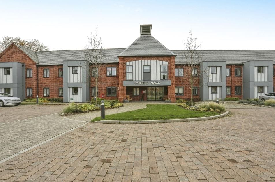 Exterior view of Tyefield Place with landscaped entrance