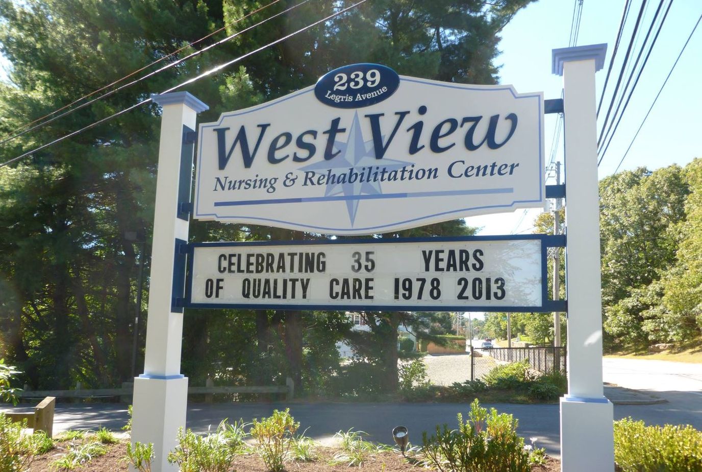 Sign of West View Nursing & Rehabilitation Center celebrating 35 years