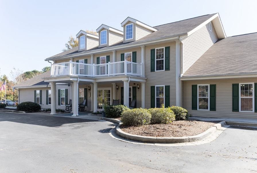 Exterior view of Hammond Square's entrance and porch area