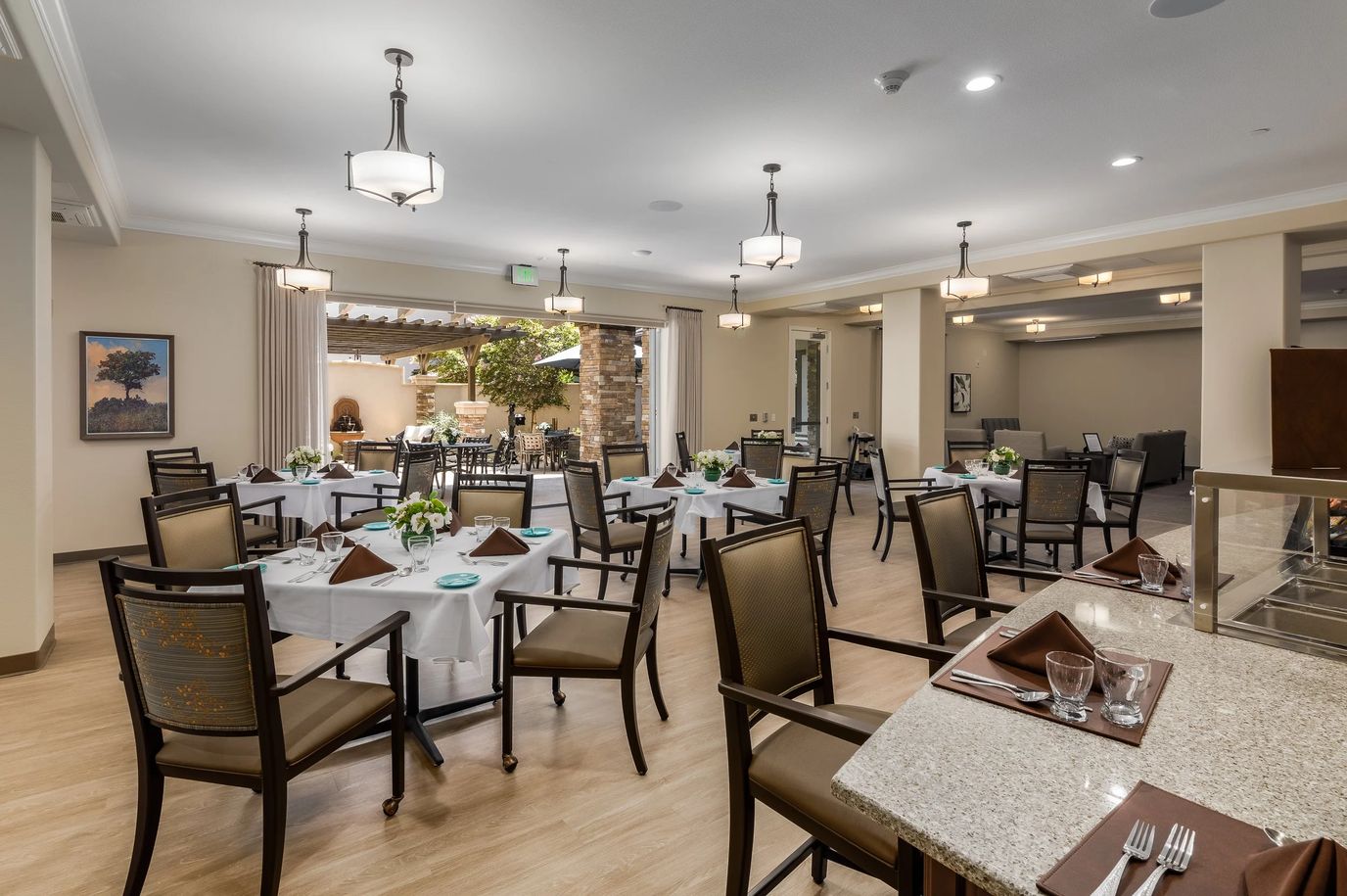 Park View Place, assisted living in Covina, CA — Elegant dining room with tables set for meals