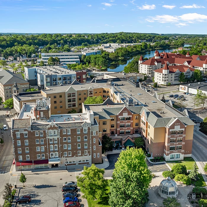 Fairway Knoll, assisted living in Germantown, WI — Aerial view of Fairway Knoll senior living facility