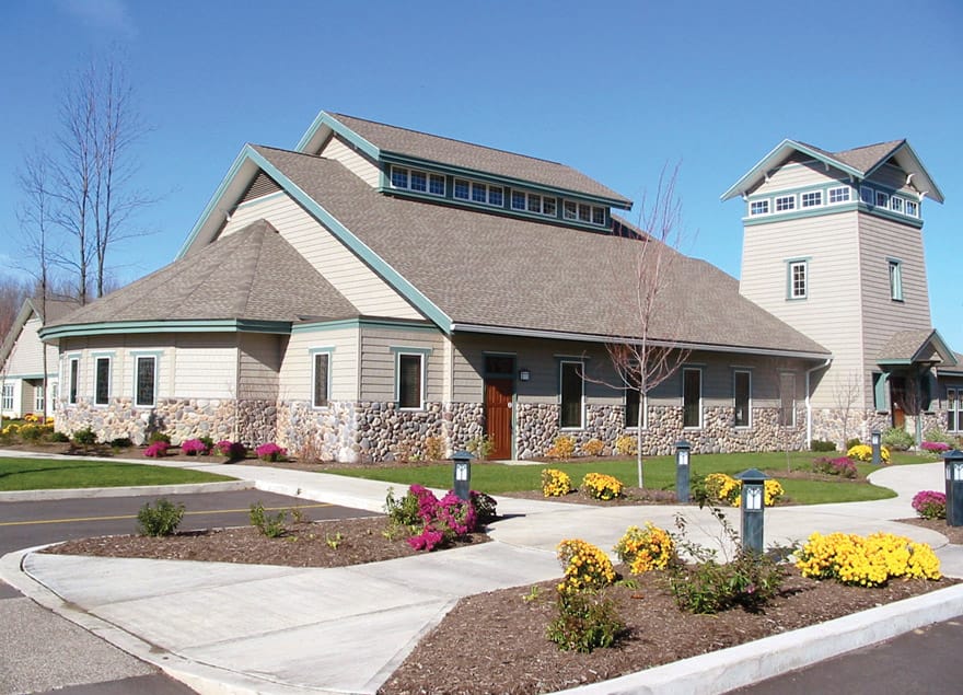 Exterior view of Cherry Ridge facility with landscaping