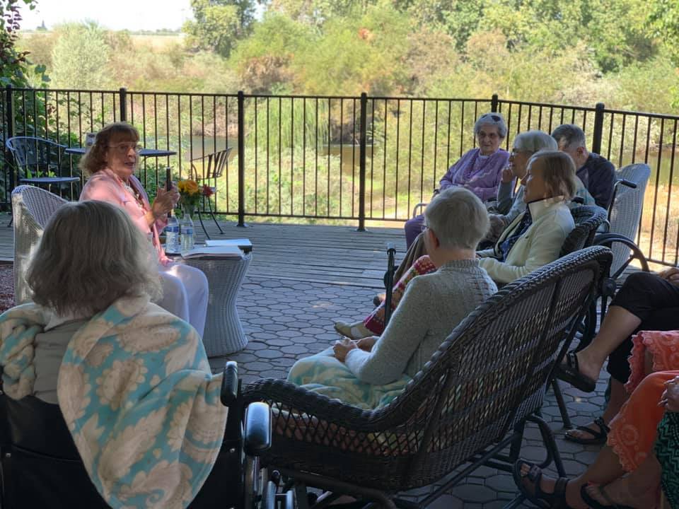 Residents participating in an outdoor group activity