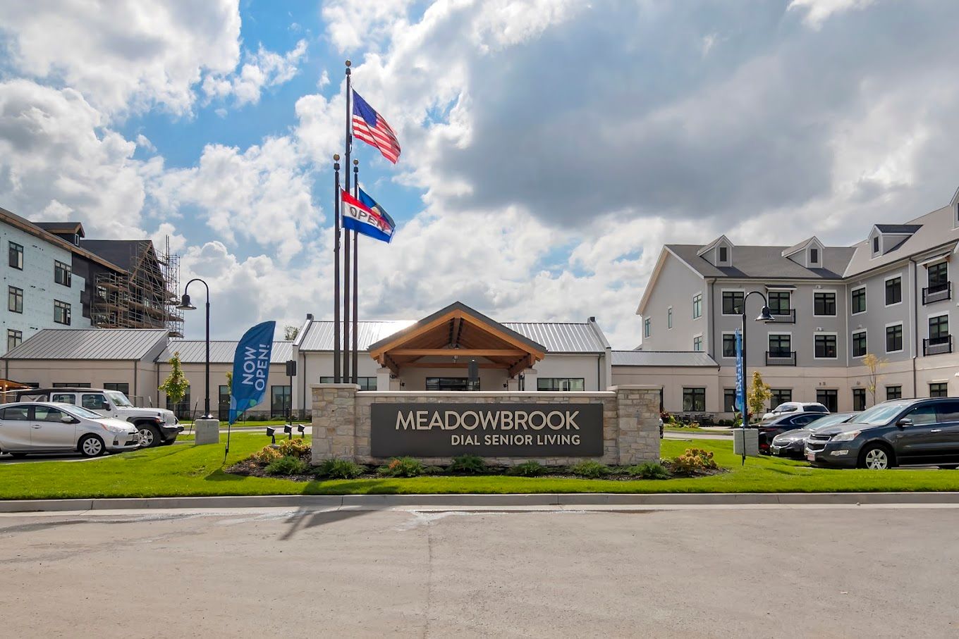 Exterior view of Meadowbrook Senior Living facility entrance