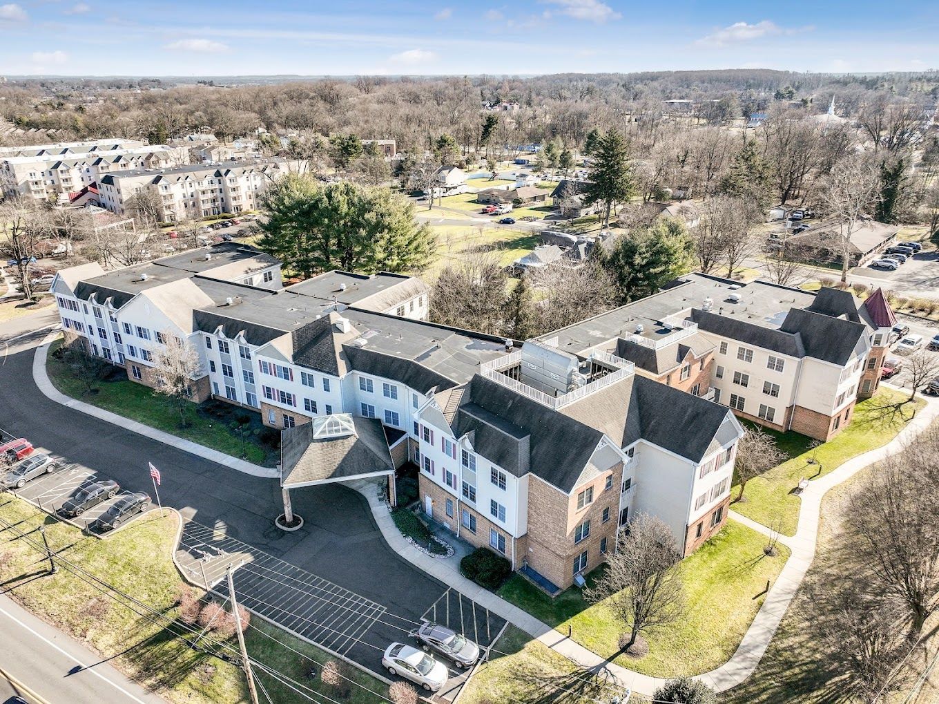 Aerial view of the Oxford Crossings senior living facility