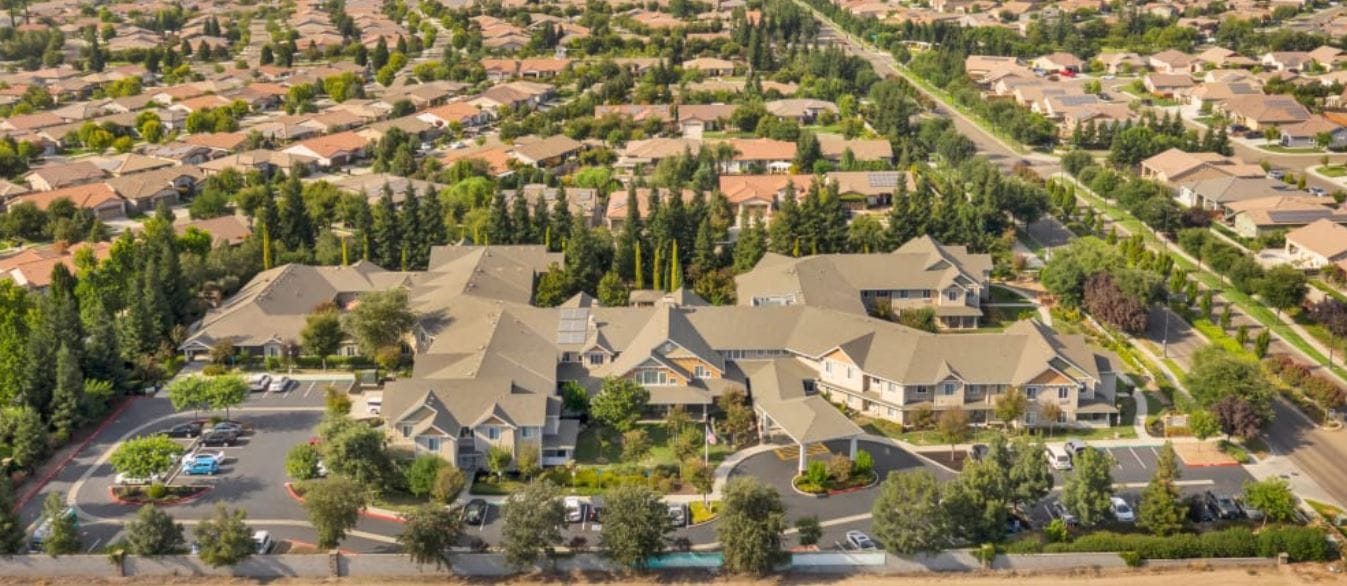Aerial view of The Commons at Union Ranch and surrounding area