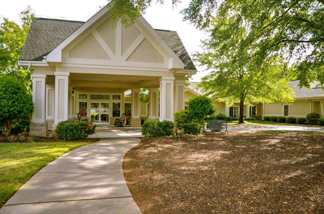 Entrance of The Garden House of Anderson with landscaped pathway