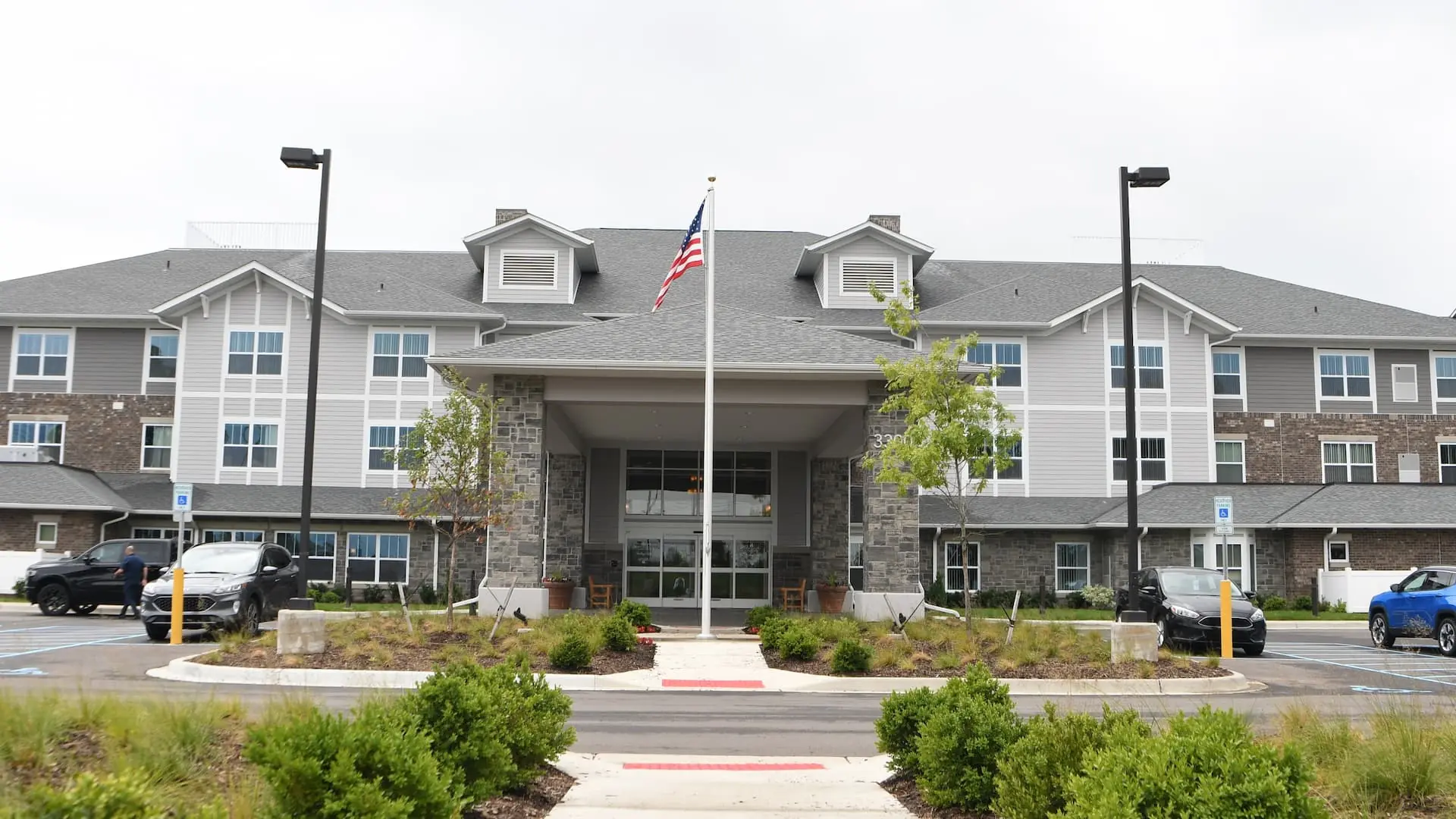 Exterior view of the Rolling Hills Retirement Community building