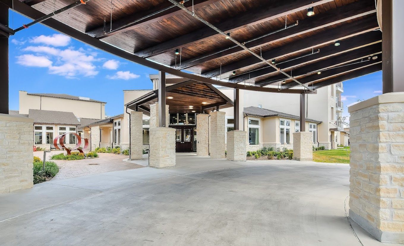 Entrance of a senior living facility with covered drive