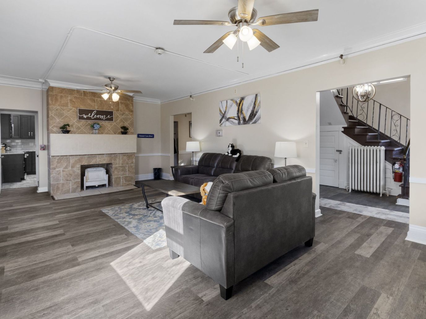 Welcoming interior common area with seating
