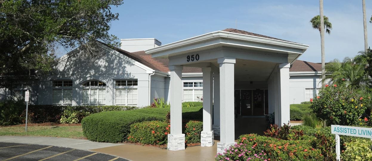 Exterior view of the assisted living facility entrance