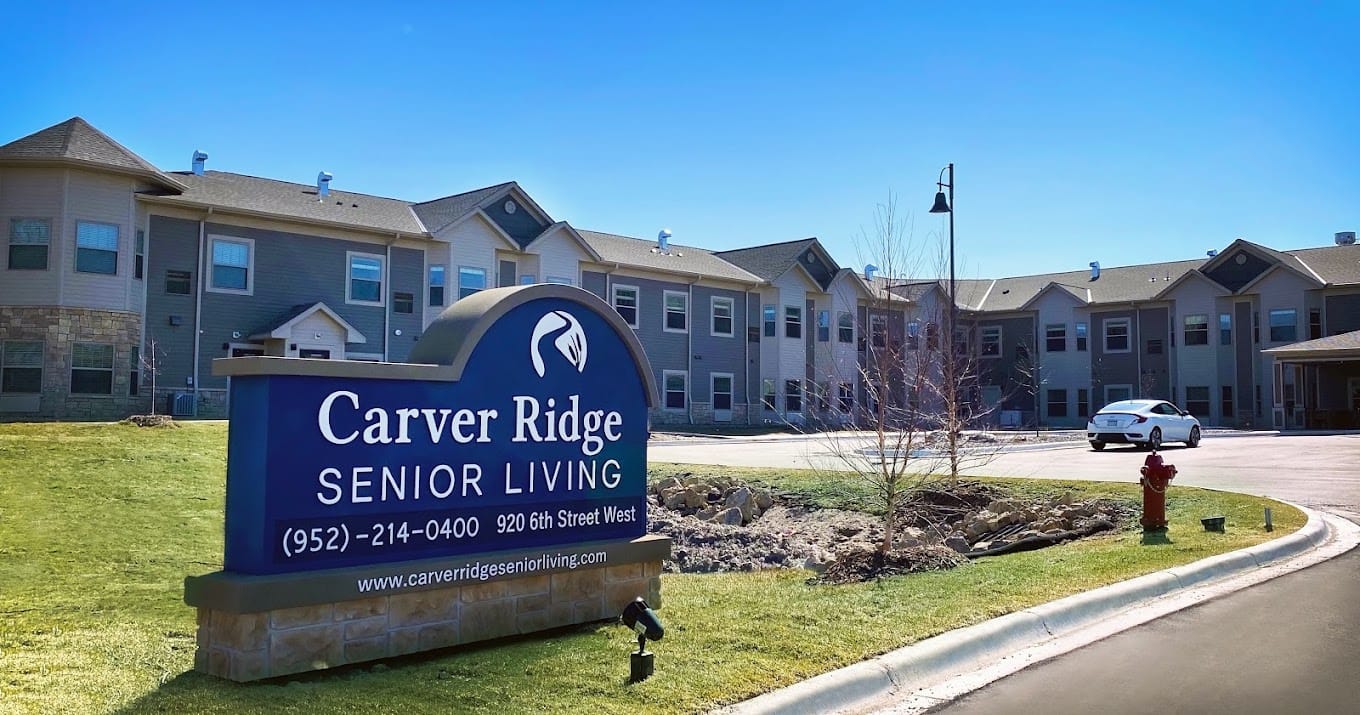 Facility sign in front of Carver Ridge Senior Living
