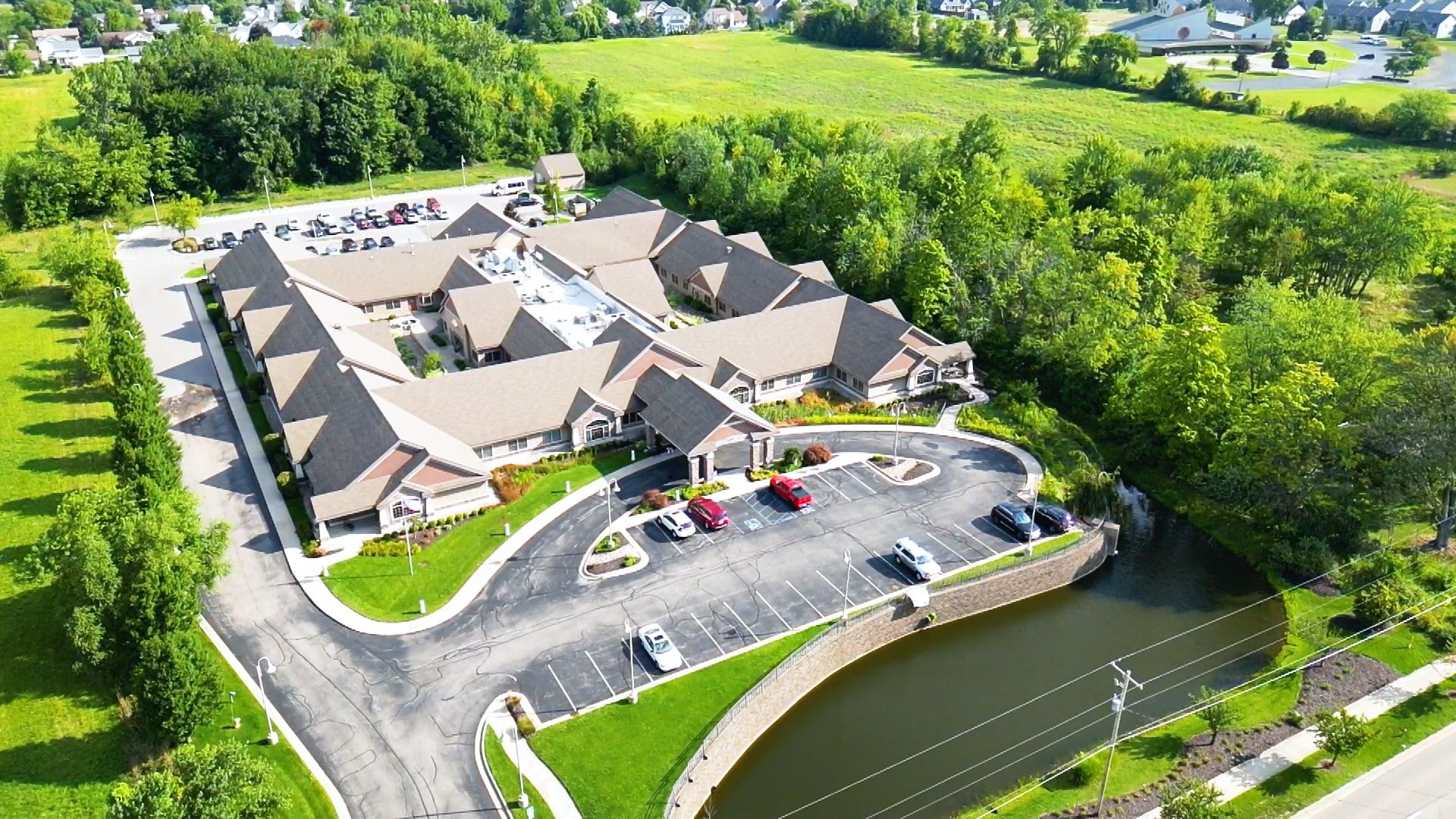 Aerial view of Medilodge of Holland surrounded by greenery