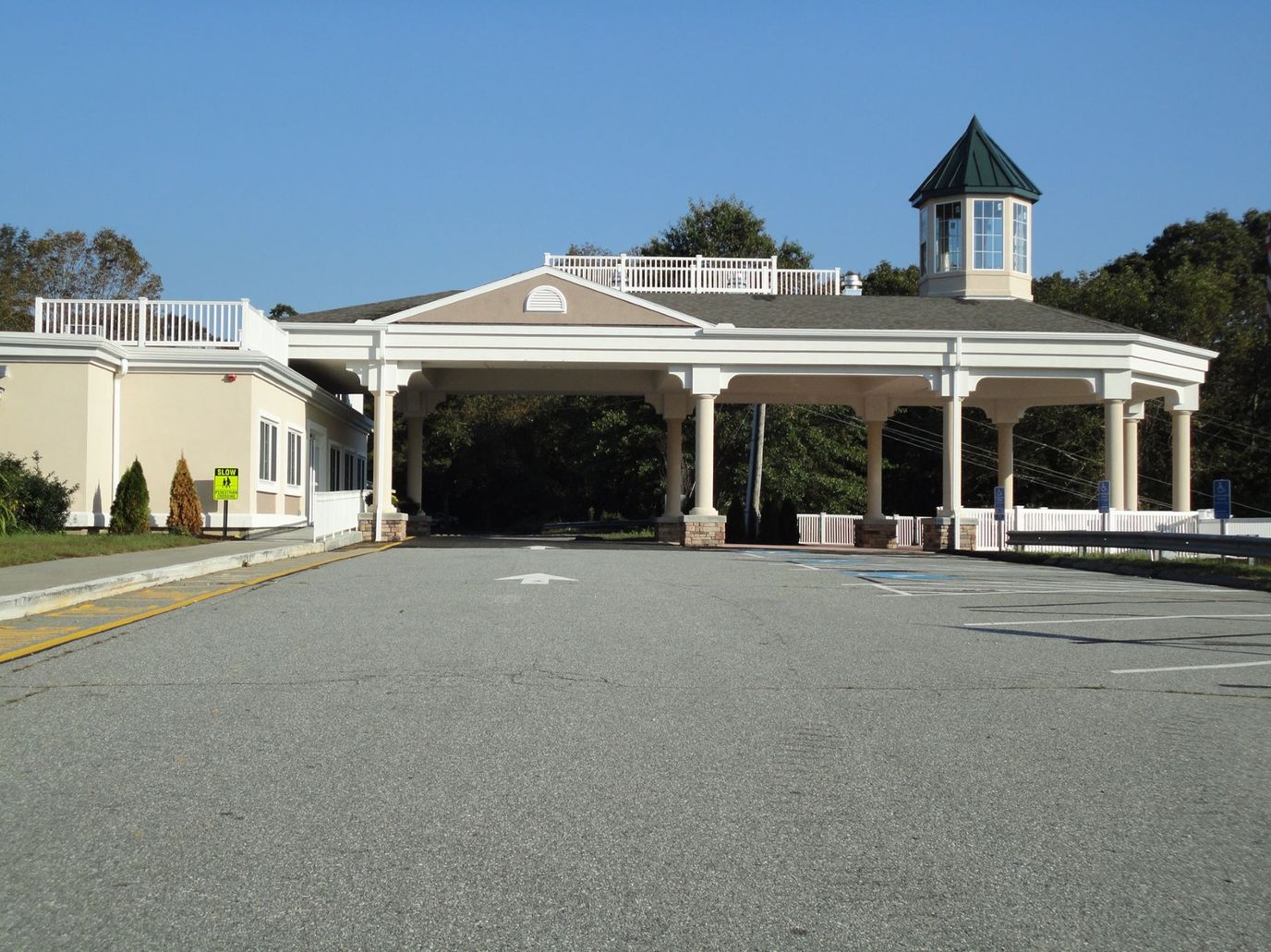 Exterior view of a senior living facility entrance