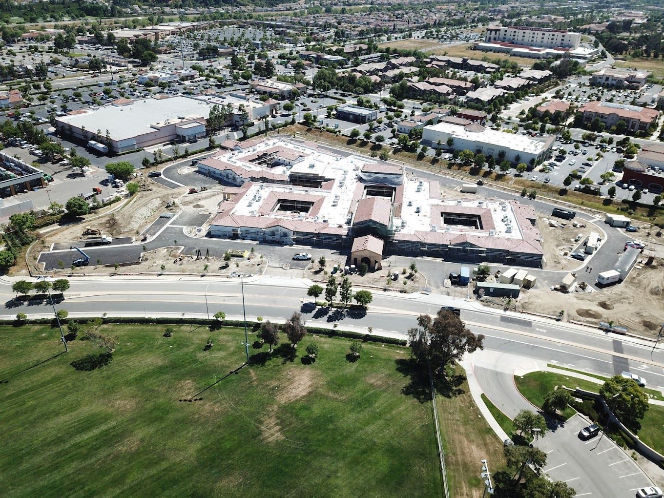 Aerial view of a healthcare center under construction