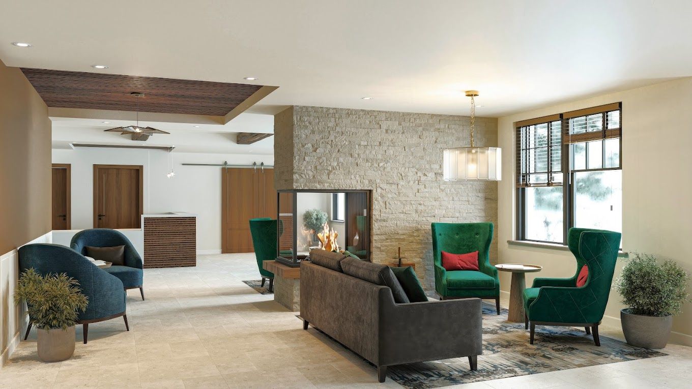 Bright and inviting lobby area with seating