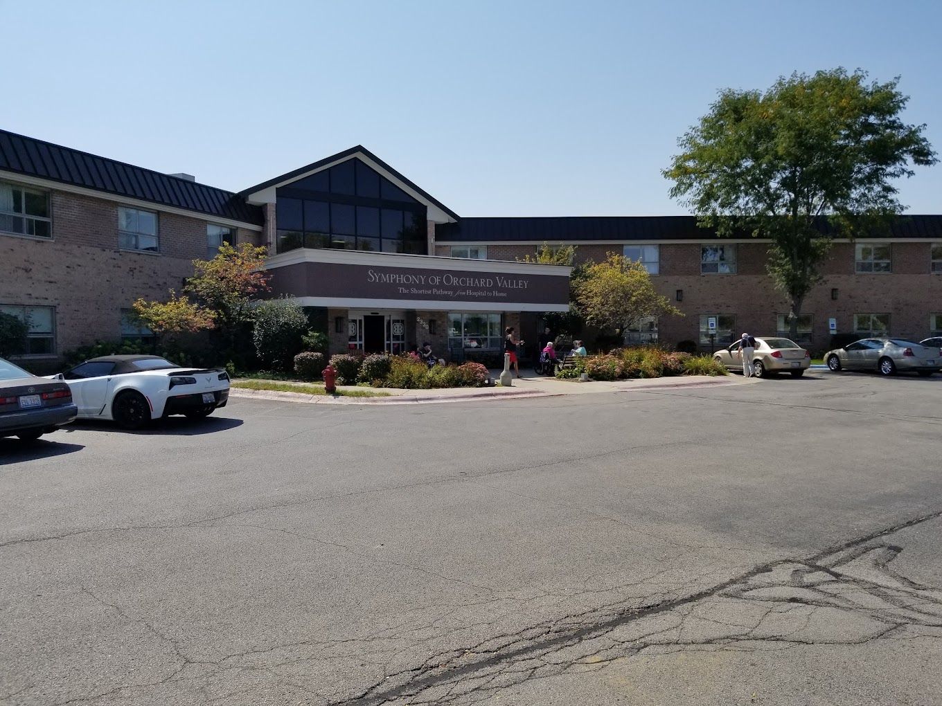 Exterior view of a senior living facility entrance