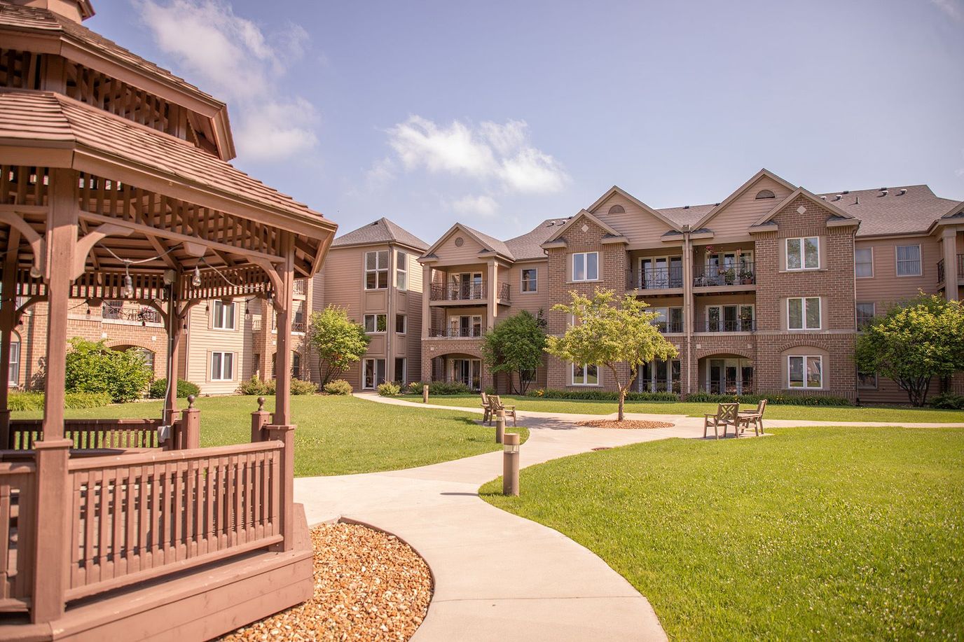 Outdoor view of the facility with landscaped gardens