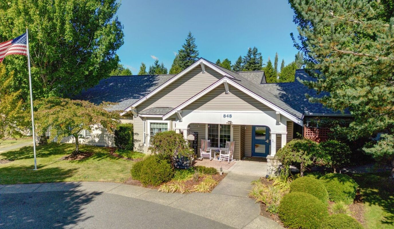 Exterior view of a senior care facility entrance