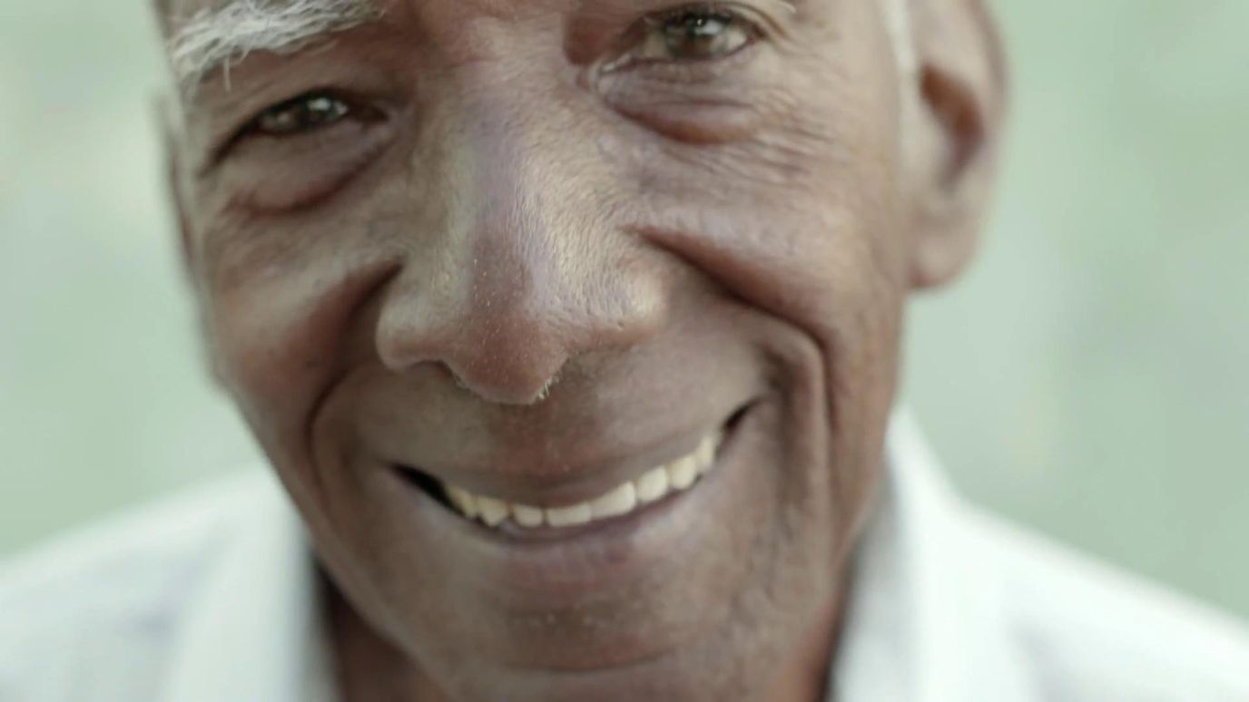 Close-up of a smiling elderly man
