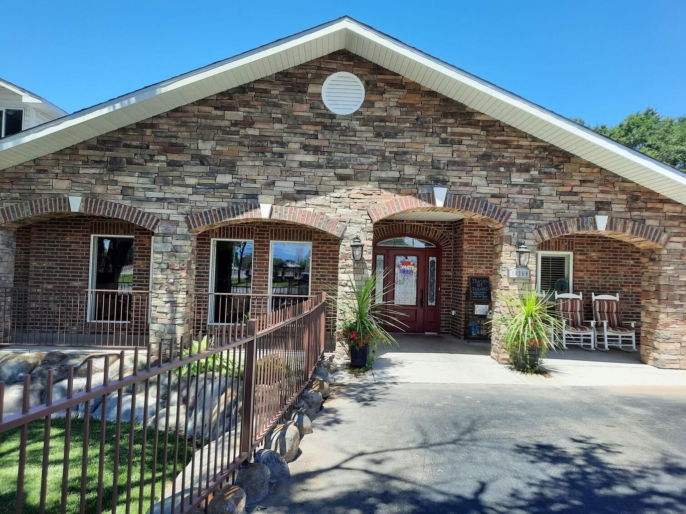 Exterior view of a brick building entrance