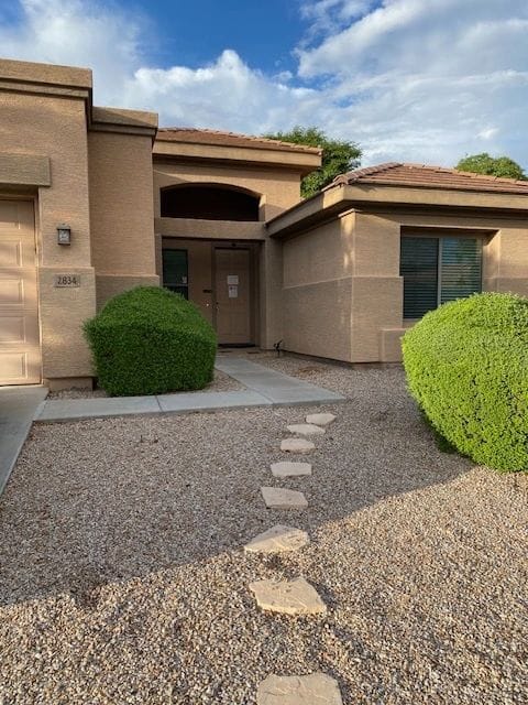 Exterior view of a residential facility entrance