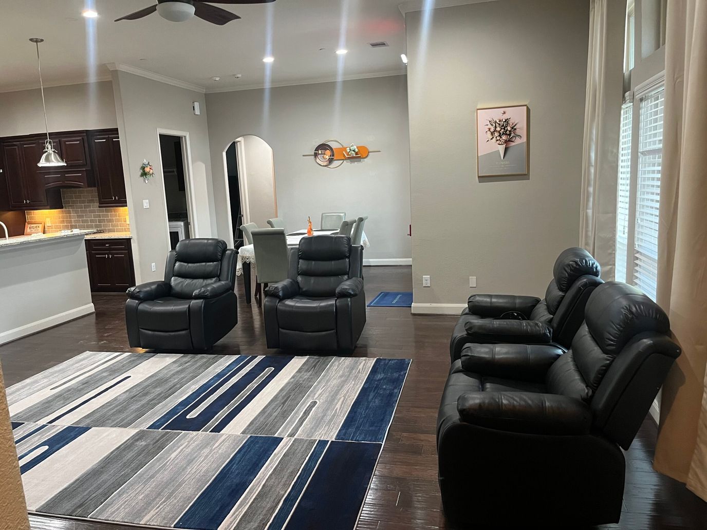 Interior view of a comfortable common area with seating