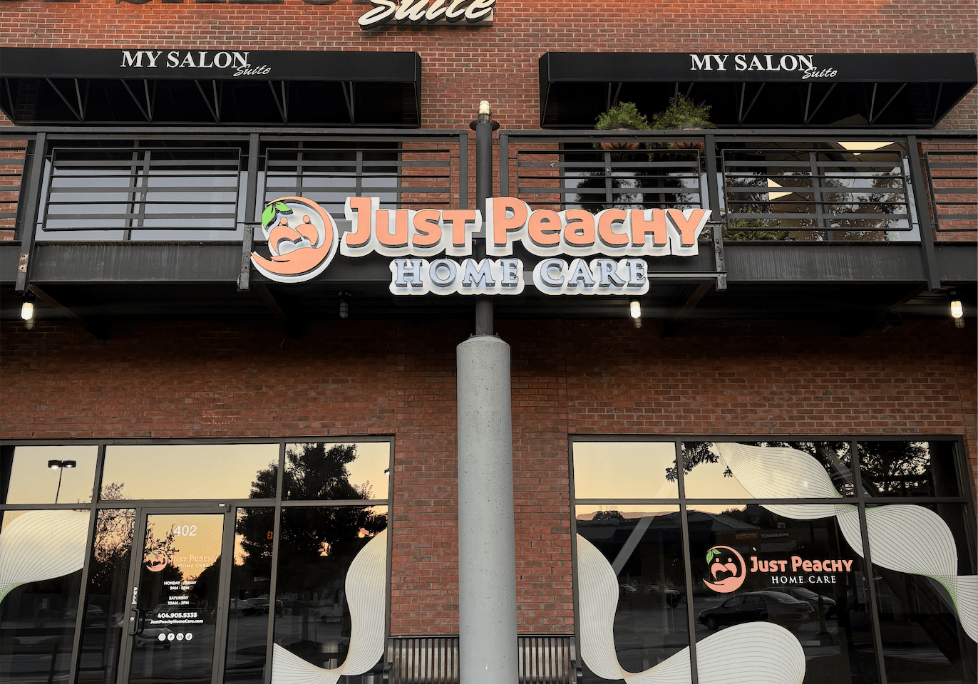 Exterior sign of Just Peachy Home Care