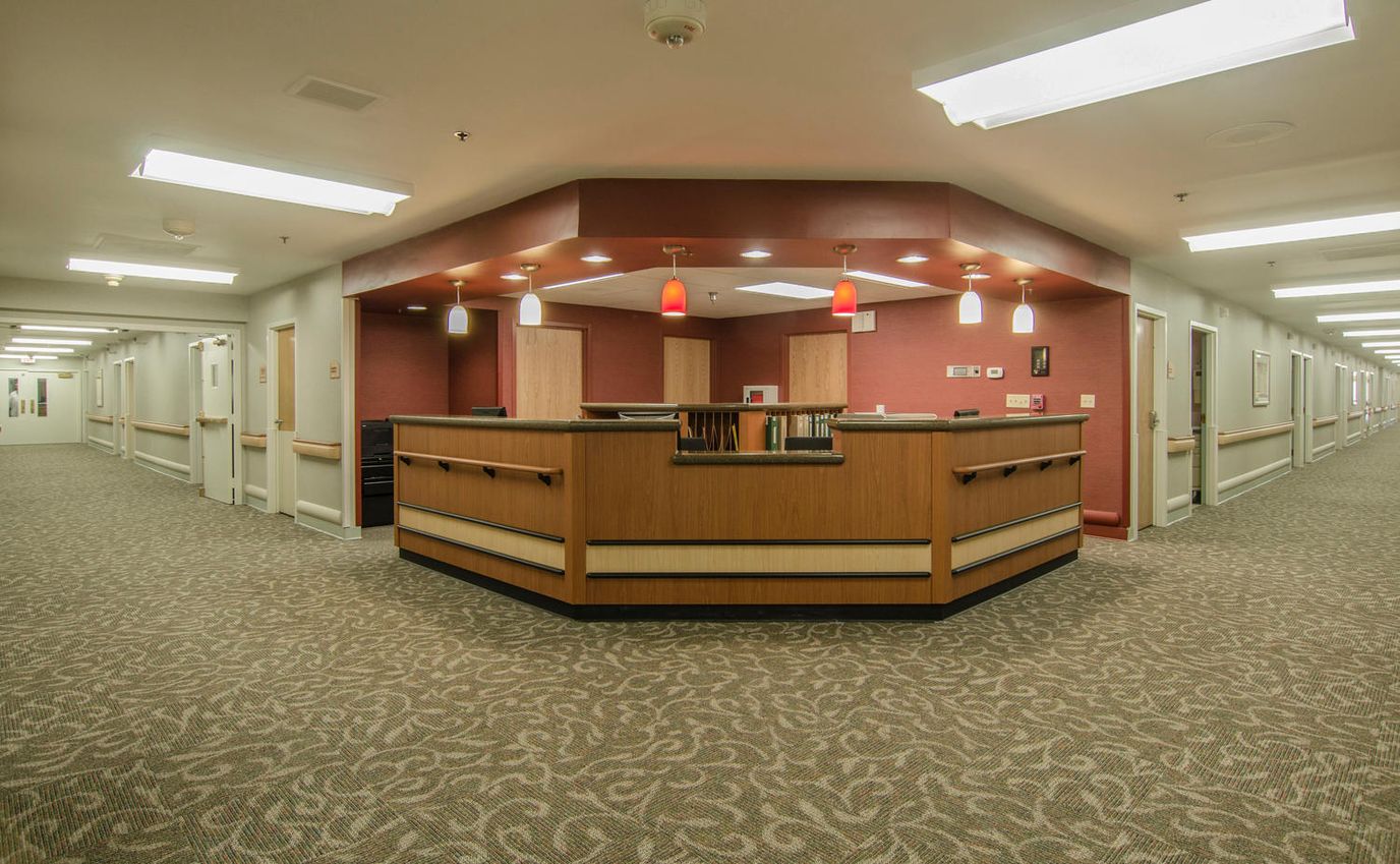Interior view of a reception area in a nursing home