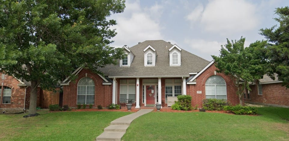 Front view of a residential-style assisted living facility
