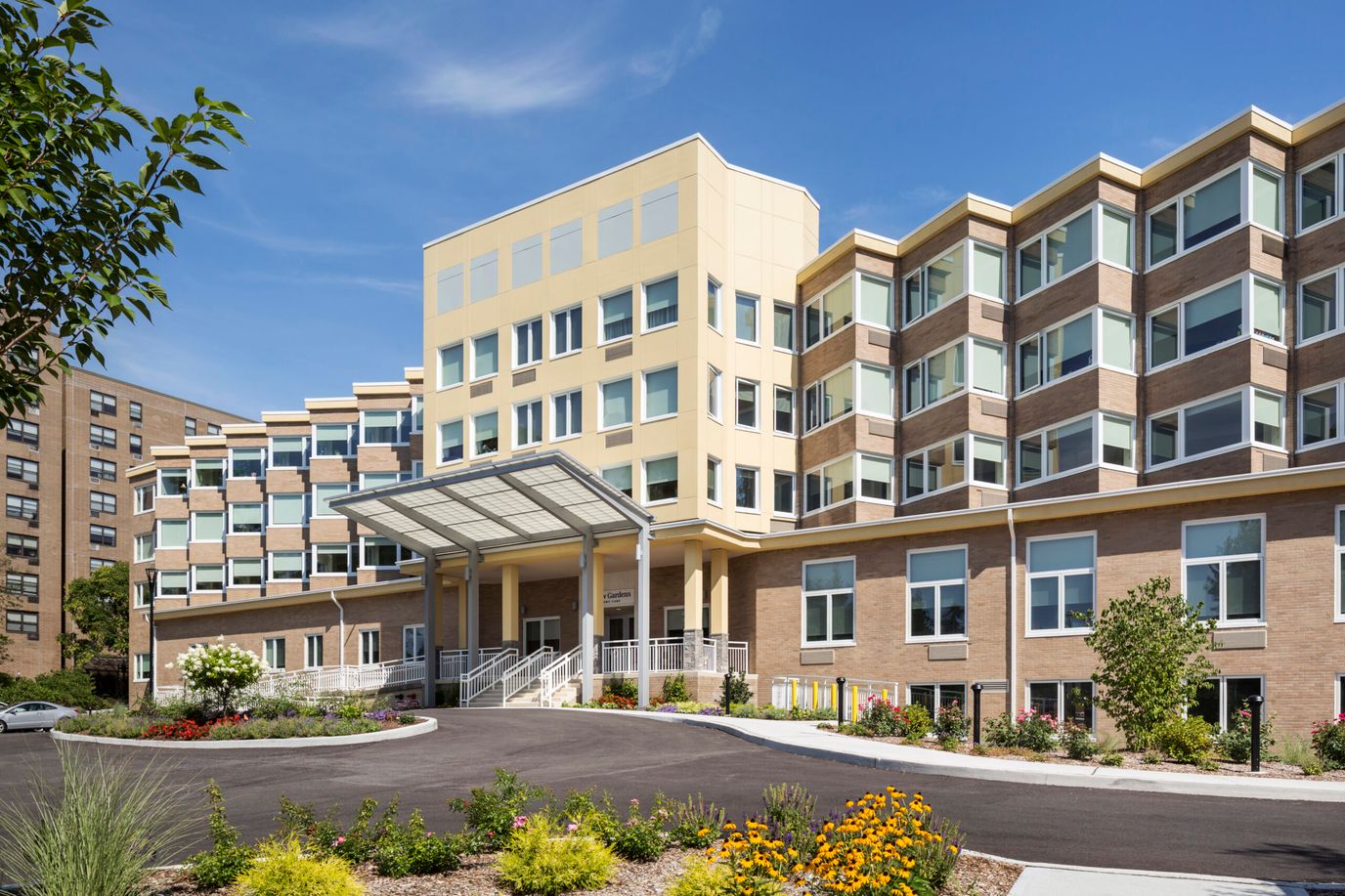 Modern assisted living facility building exterior
