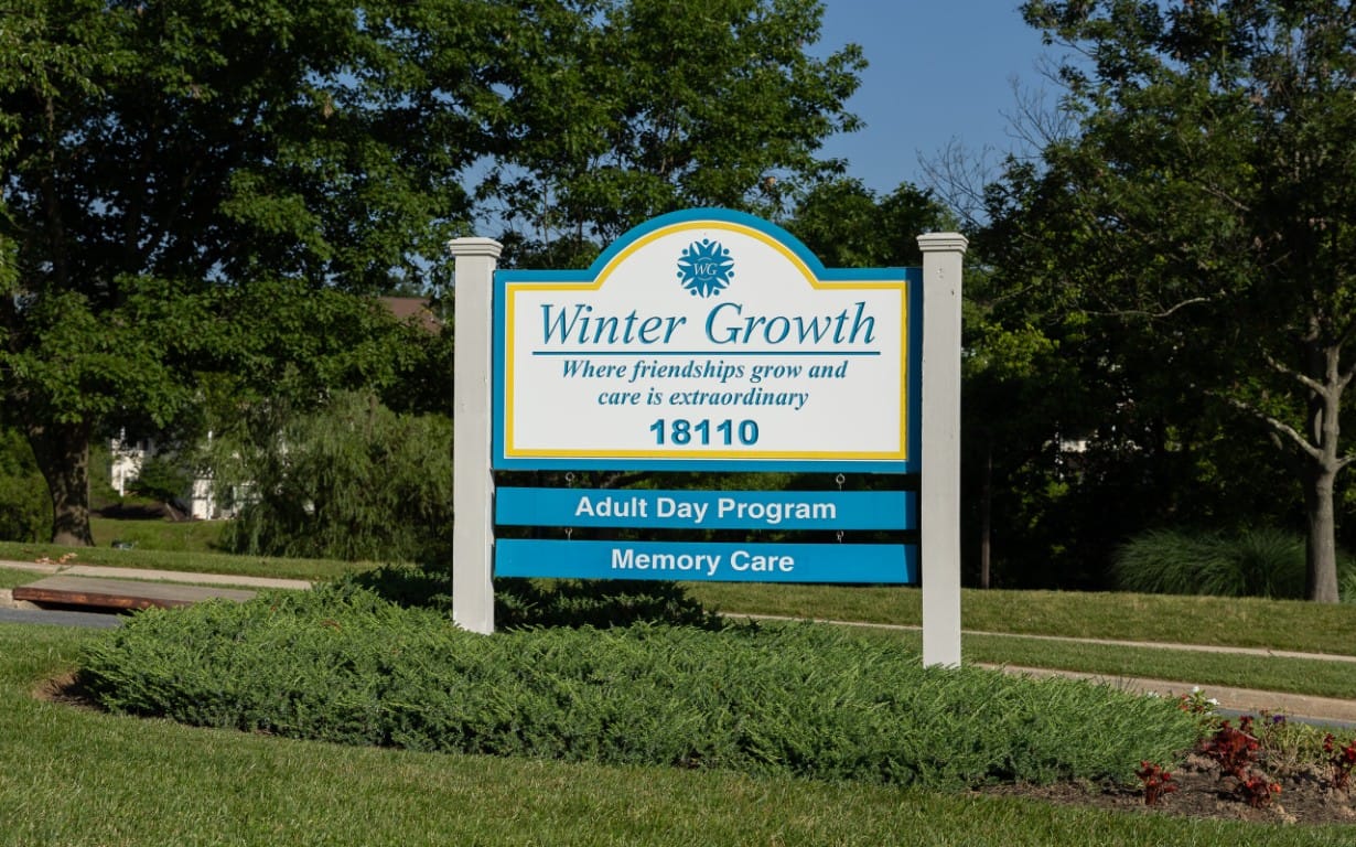 Winter Growth, assisted living in Olney, MD — Sign for Winter Growth senior living facility and programs
