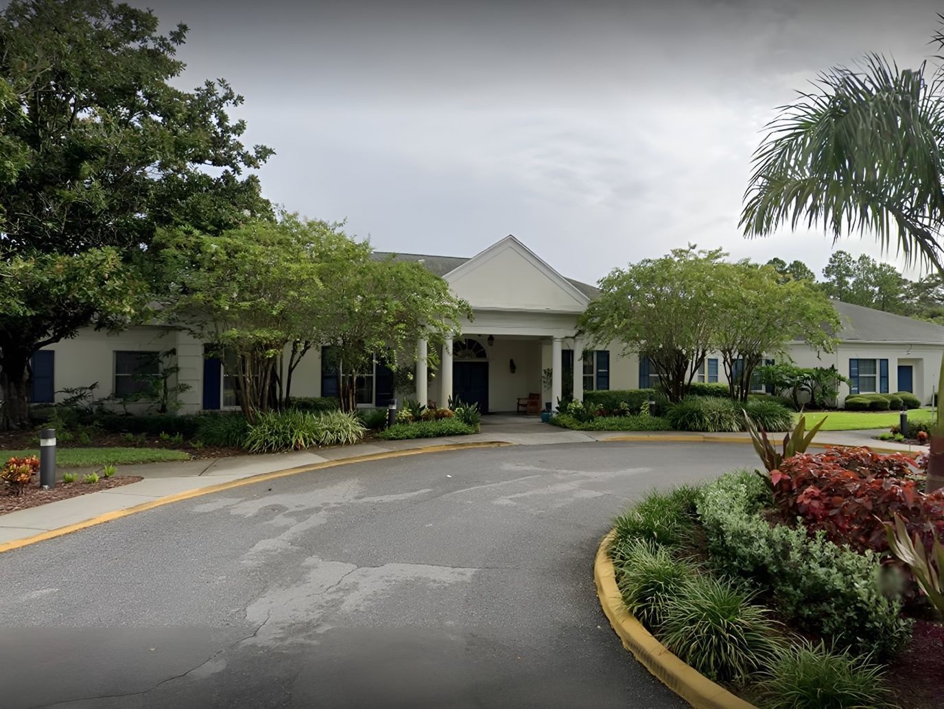 Front entrance of East Bay Rehabilitation Center with landscaped garden