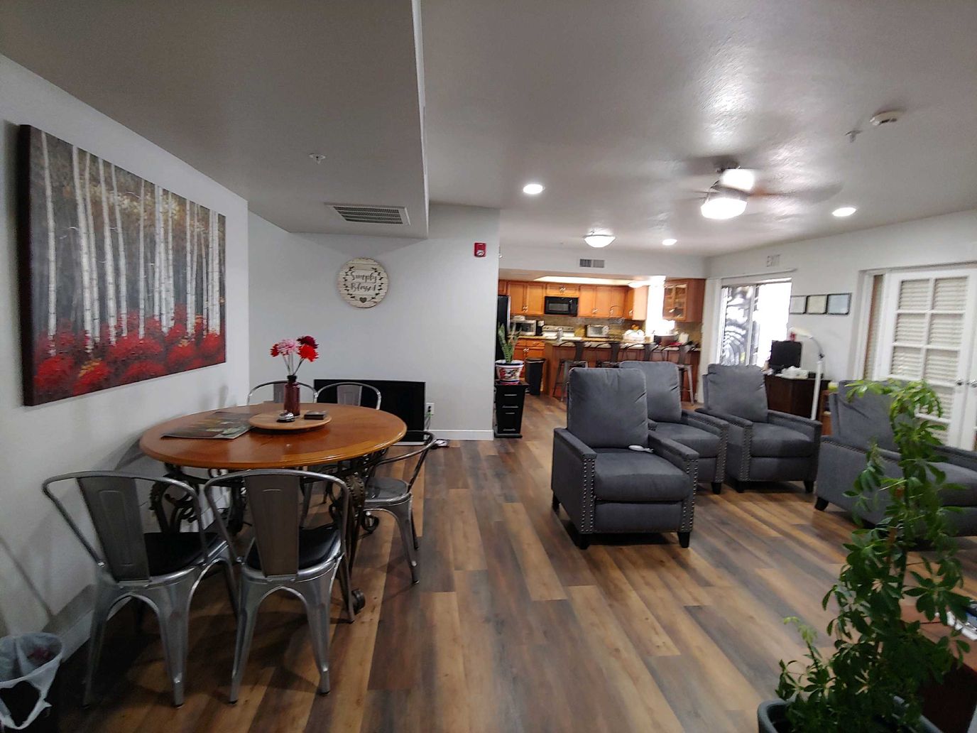Interior view of a common area in assisted living facility