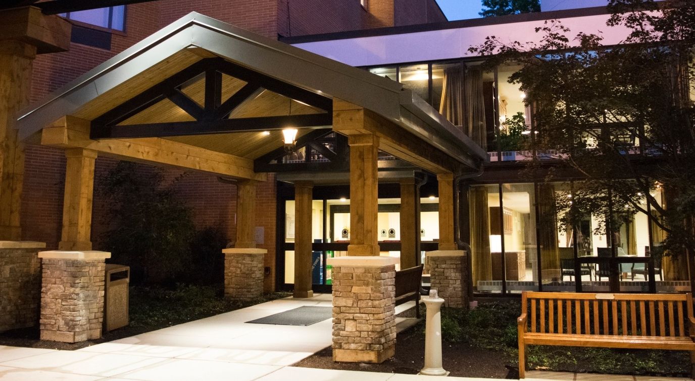 Exterior view of the entrance to Saunders House