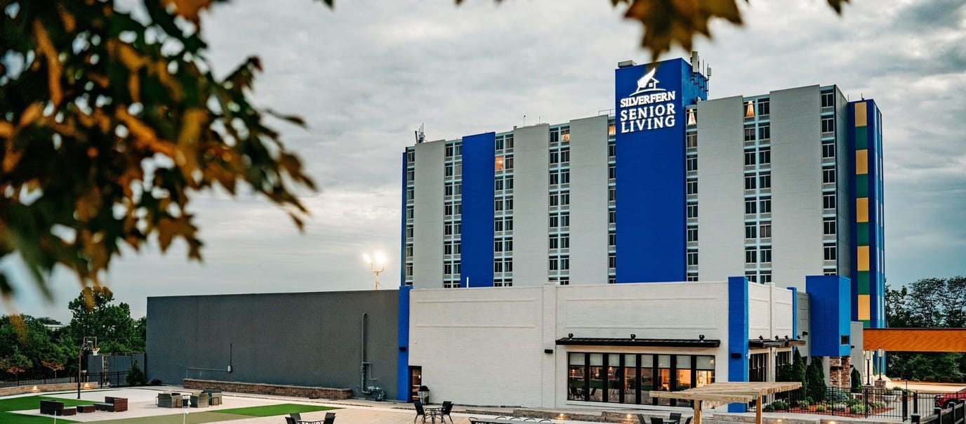 Exterior view of Silverfern Senior Living building