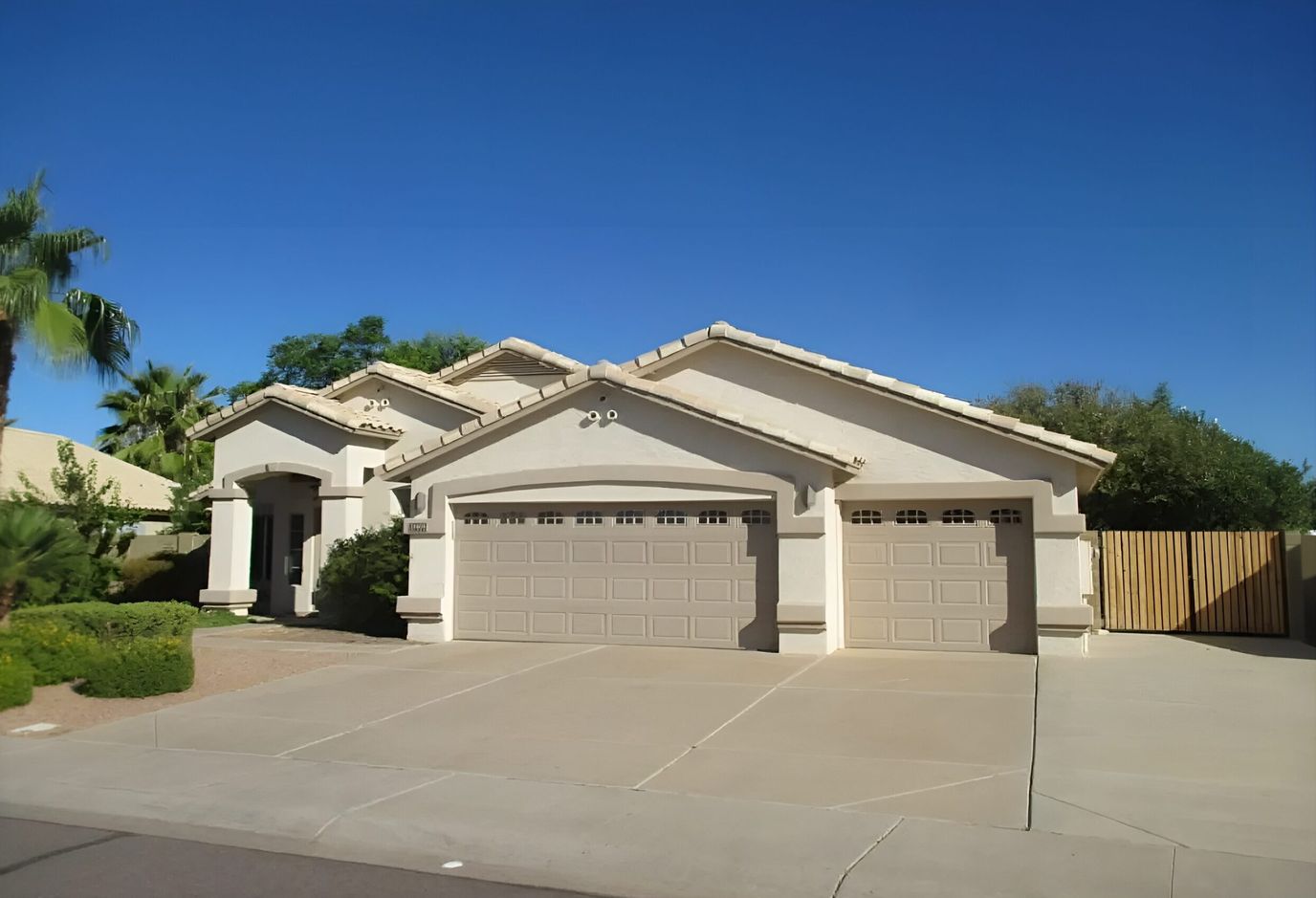 Exterior view of a residential facility with garage