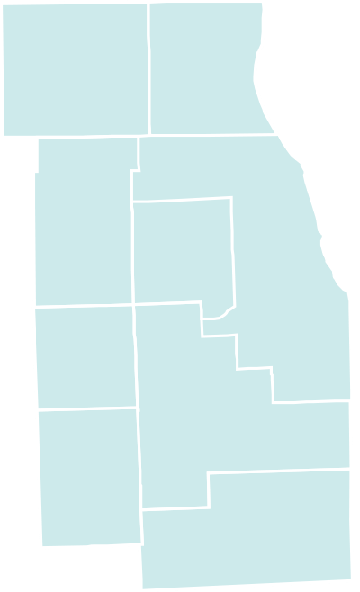 Safe Life Home Health Care LLC, home care in Lombard, IL — Outline map of a region with defined borders