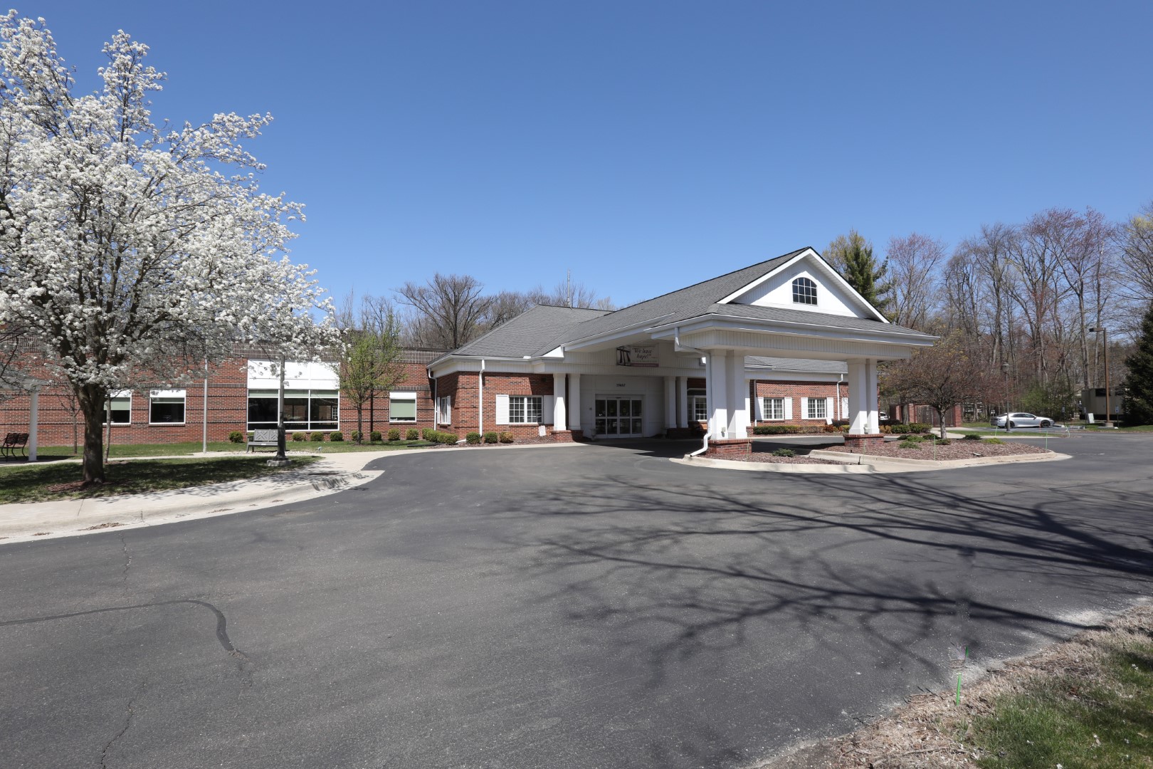 Exterior view of Woodhaven Retirement Community entrance