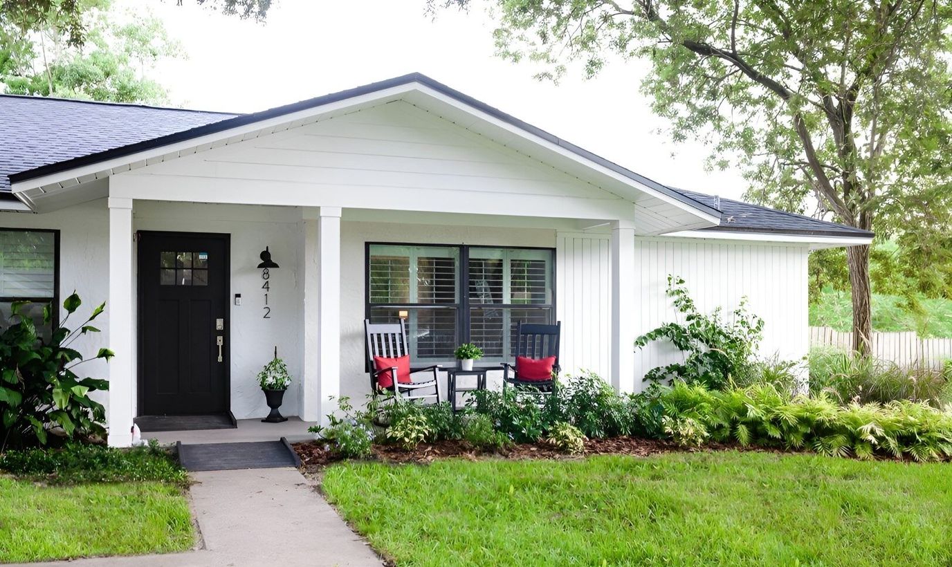 Exterior view of a residential building with a porch