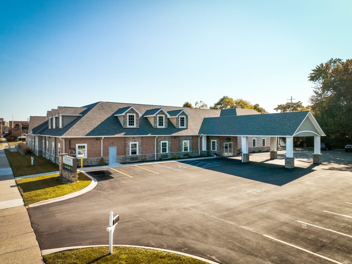 Exterior view of Meadows Assisted Living facility