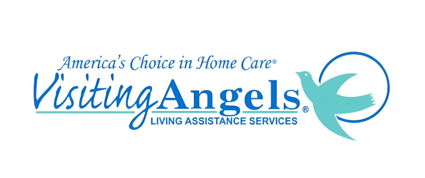 Visiting Angels logo with a dove and text