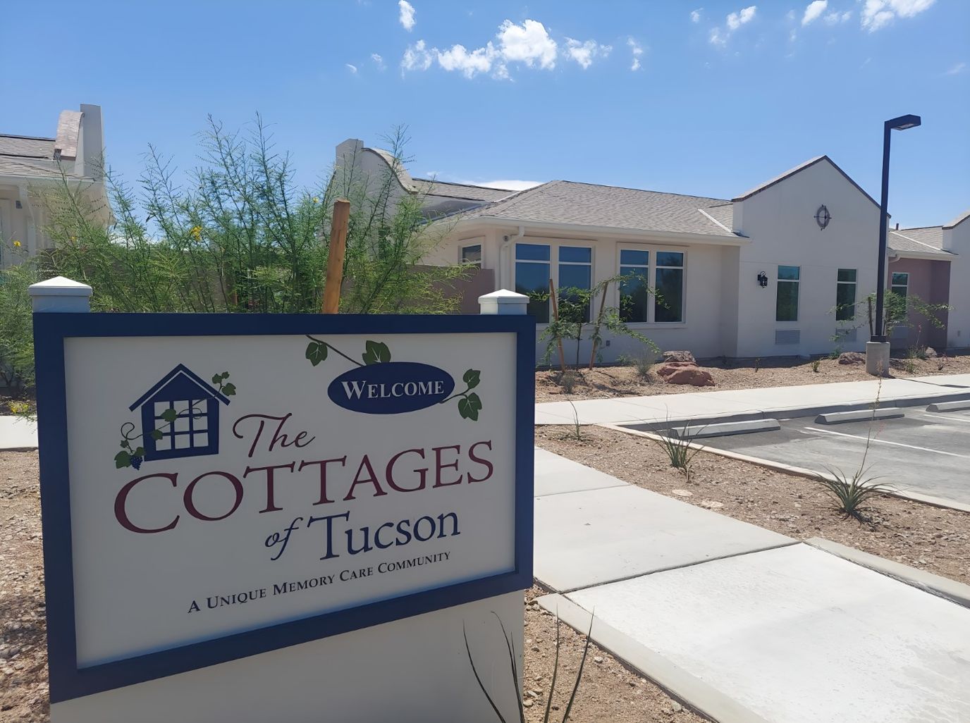 Exterior view of The Cottages of Tucson facility entrance