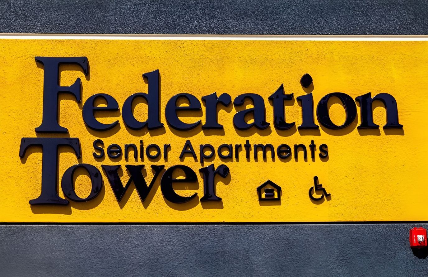 Facility logo displayed on building signage