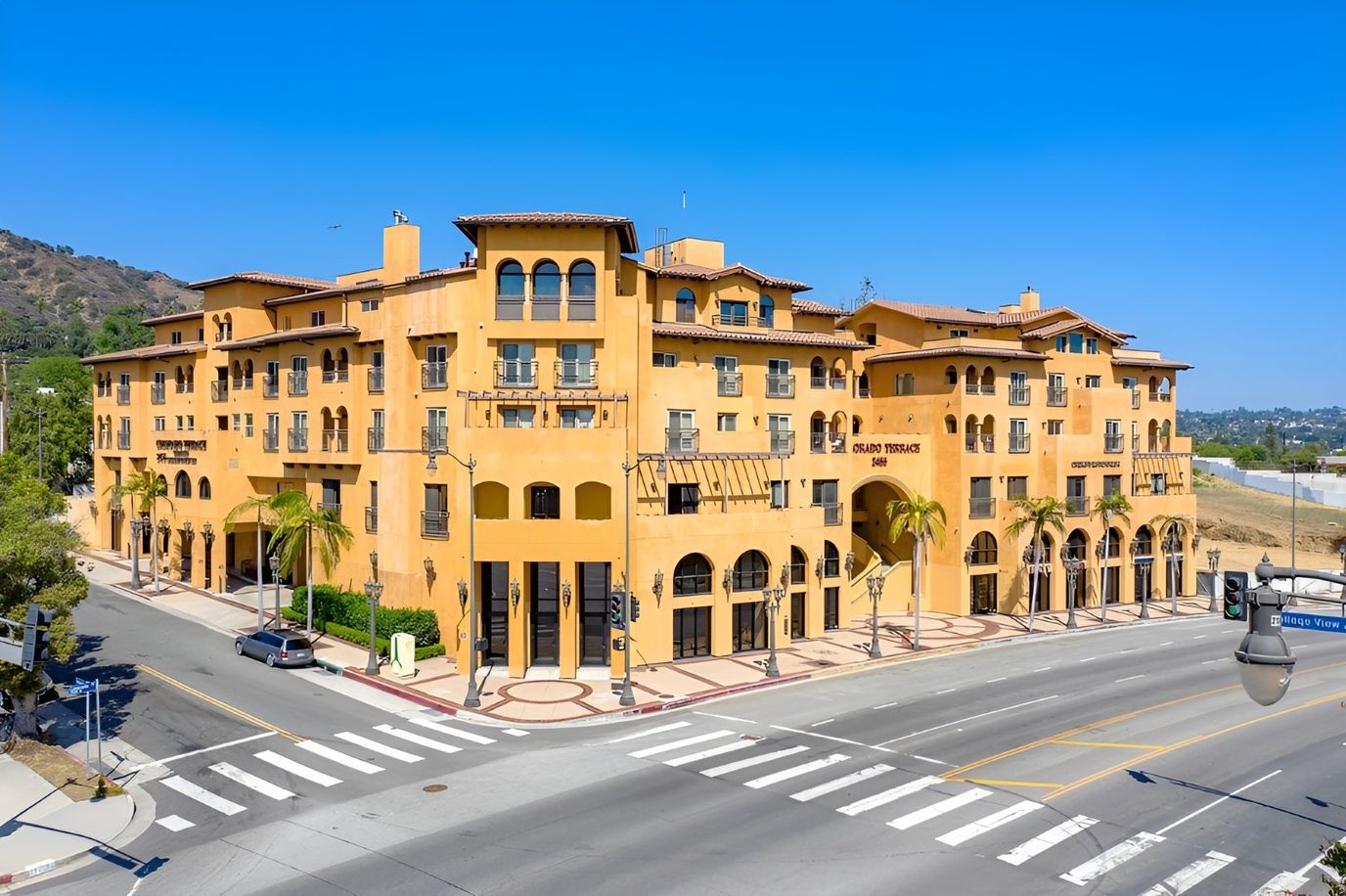 Exterior view of LA Colorado Terrace senior community building