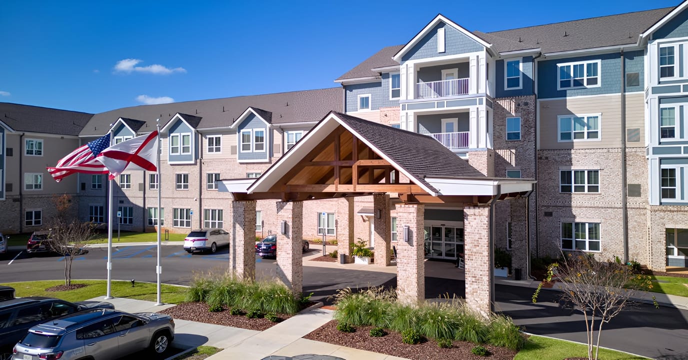 Exterior view of The Crossings at North River with entrance
