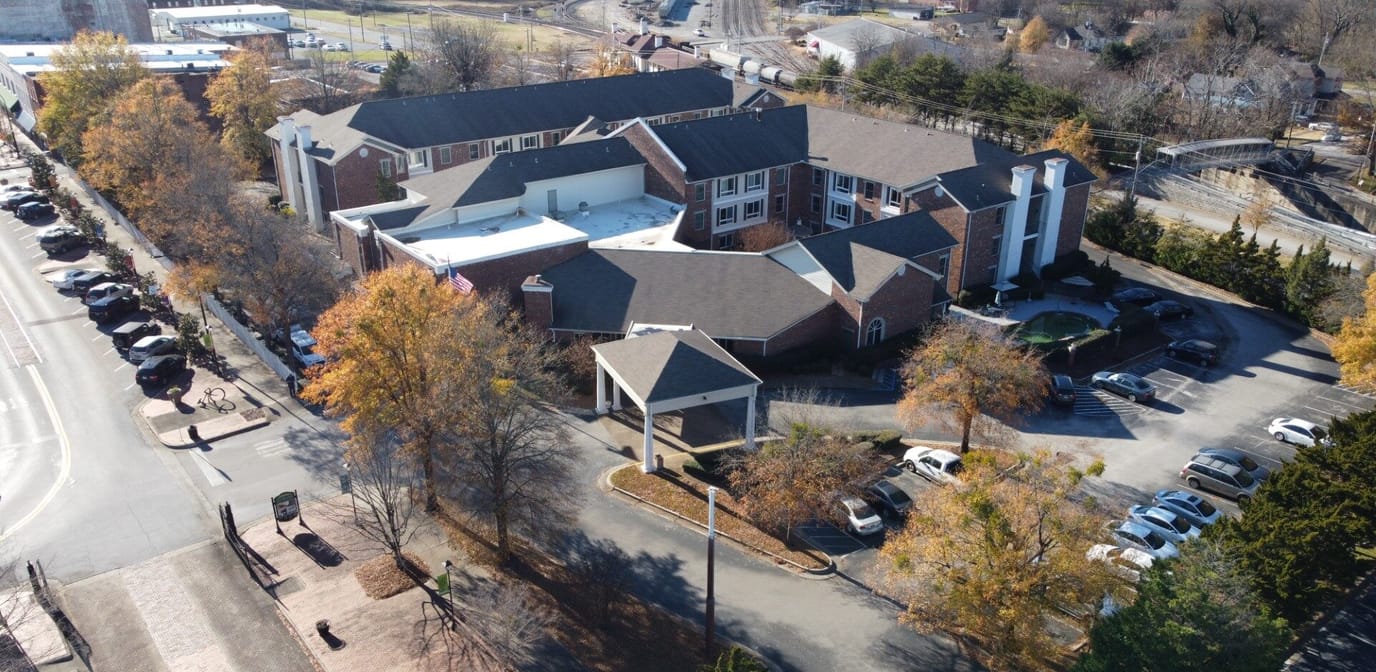 Aerial view of the City Center Village senior community