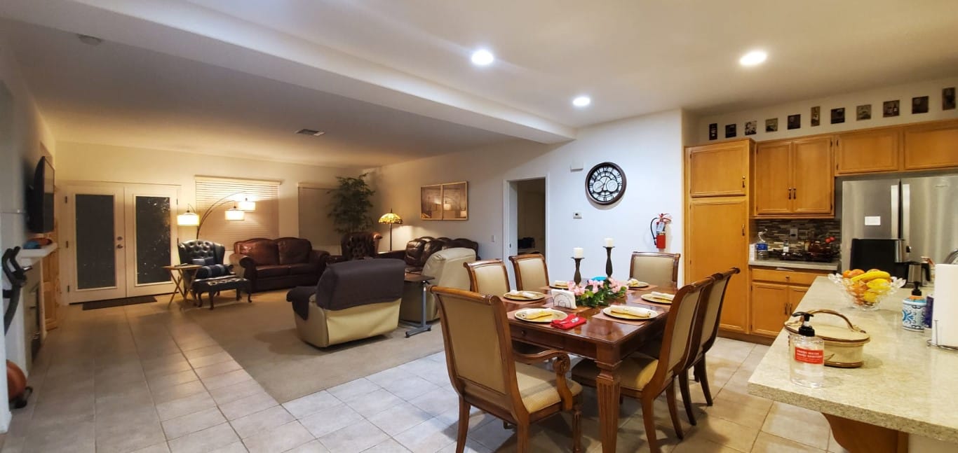 Dining area and common space in the facility interior